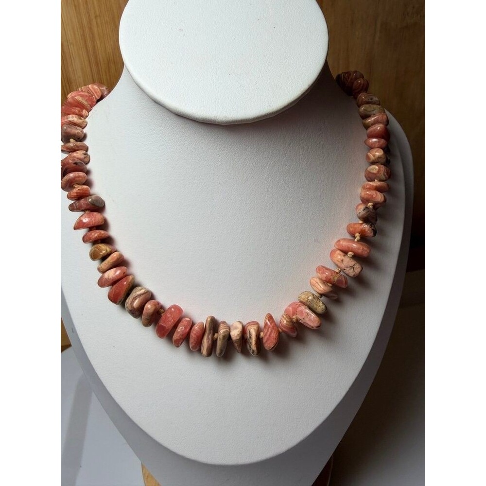 Vintage Pink Rhodochrosite Nugget Beaded Necklace